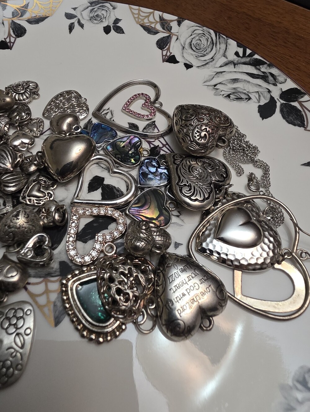 43 Vintage/costume Silver Toned Heart Charm Craft Lot Bundle Estate - Picture 12 of 13